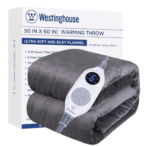 Westinghouse Heated Blanket Throw, Electric Throw with 6 Heating Levels, 210 Hours Time Settings, Overheat Protection, Machine Washable, Flannel (Throw, 50x60 Inches, Charcoal)