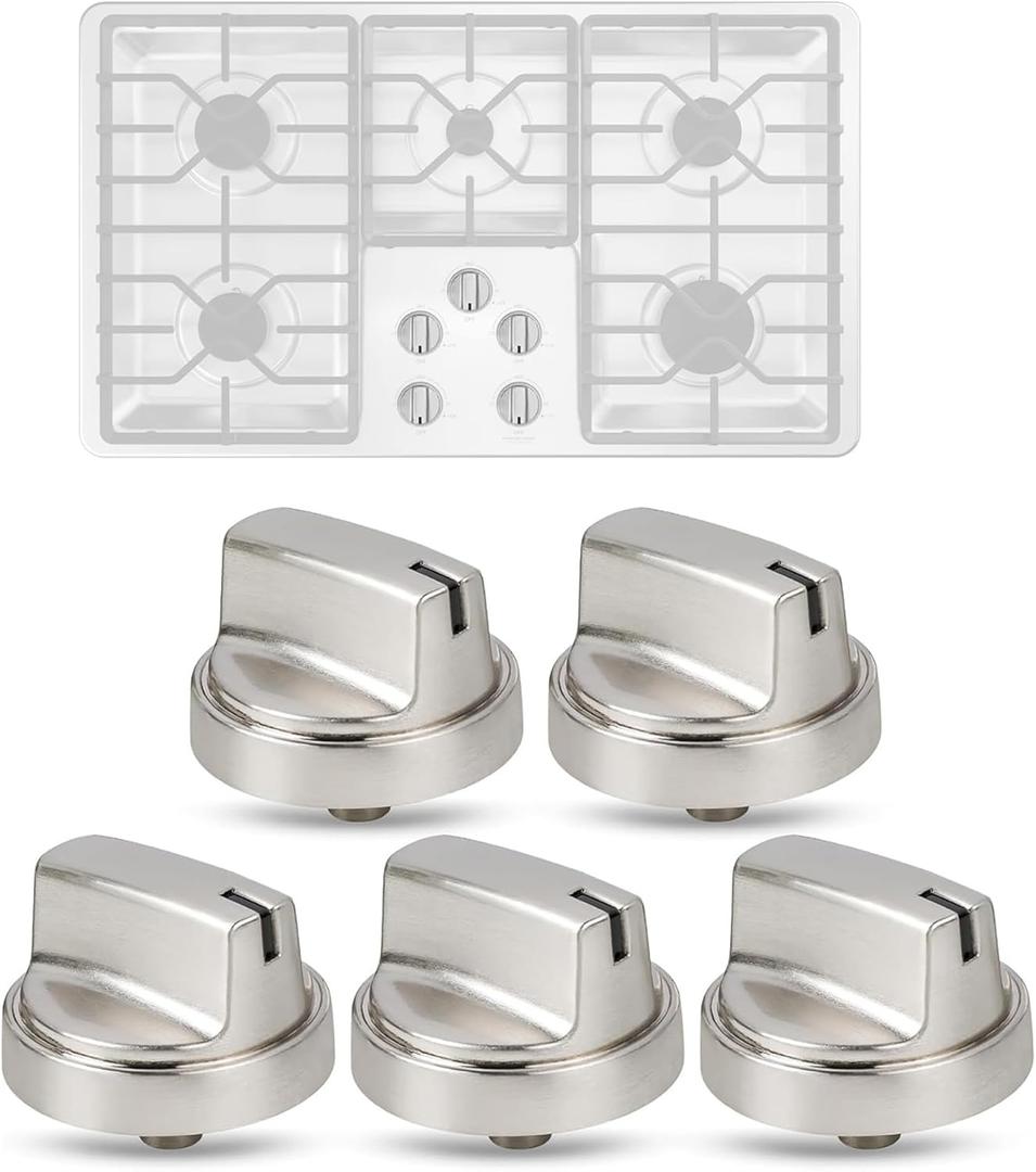 5Pcs Upgraded WB03X29300 Gas Stove Knobs for GE Range Surface Burner Knob, Gas Range Knobs Replacements for JGP3030SL1SS JGP3030SL2SS Cooktop Knob Replace for GE Part Number AP6301265 4585904
