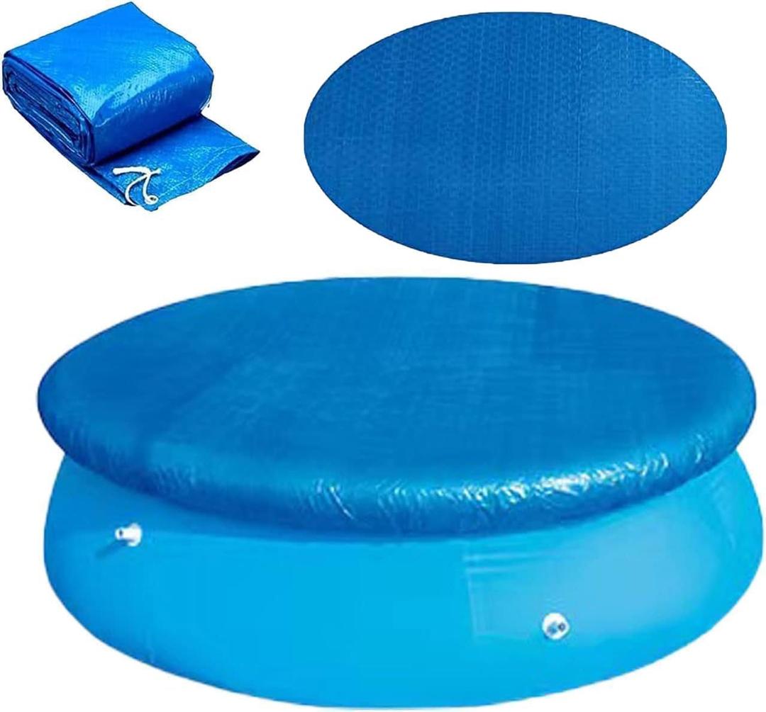 Round Pool Cover for Above Ground Round Pools - Dustproof, Waterproof, Leaf Protection Pool Cover with Reinforced Drawstring & Ventilation Holes - Heavy Duty Swimming Pool Cover (8FT)