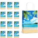 2 x Chunnin 12 PCS Summer Beach Theme Paper Bags Hawaiian Beach Ocean Gift Bags Supplies Summer Tropical Party Bag Ocean Party Gift Bag for Kids Birthday Baby Shower Hawaiian Luau Theme Favors