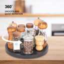 Wood Lazy Susan Organizer Kitchen Turntable for Cabinet Farmhouse Bathroom Decor Round Decorative Tray for Vanity, Counter, Sink, Coffee Table, 11 Inch, Black