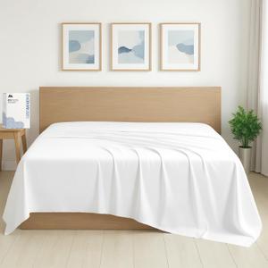 Mayfair Linen 100% Organic Cotton Percale Flat Sheet Queen Size - 1 PC Flat Sheet, White - Crisp, Cool and Strong Bed Linen, Top Sheets for Hot Sleepers, Luxury Breathable GOTS Certified Sheets