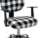 Black White Plaid Office Chair Slipcovers Christmas Stretch Office Chair Slipcovers Protector Spandex Washable Chair Cover Decorative Fabric Cover