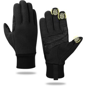 Winter Gloves for Men Women Touchscreen Windproof Lightweight Breathable with Anti-Slip Palm for Driving Running Cycling Hiking Outdoor Work (Medium, Black)