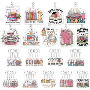 Book Lovers Gifts Bookish keychain Book Club Gifts Acrylic Keychains for Librarian Bookworm Group Club Reading Party Favors