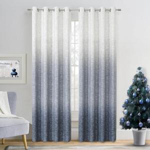 Ombre Full Blackout Curtain Panels 95 Inches Long Farmhouse Bedroom Drapes Energy Efficient Thermal Insulated Window Treatment Set with Grommets Gradient Print Cream White to Indigo Blue, 50"x95"x2