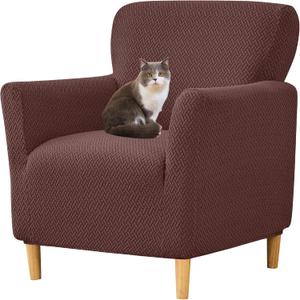 HFCNMY Banquet Armchair Slipcover,Stretch Knitted Jacquard Armchair Cover Washable Chair Covers Soft Chair Slipcovers with Arms Armchair Slipcovers for Living Room Furniture Protector Coffee