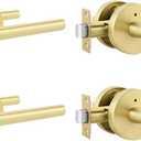 goldenwarm Gold Door Handles Interior, Zinc Alloy Brushed Gold Privacy Door Handles, Heavy Duty Brass Interior Lever Doorhandles for Bedroom Bathroom Modern (4 Pack)