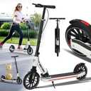 Commuter Adult Scooter 330 lbs Capacity, 8IN Solid Tires Big Wheels Scooters, 3 Handle Height Adjustable Levels, with Double Braking System, Foldable Scooter,Kick Scooter for Ages 6+