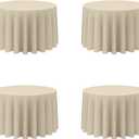 BRILLMAX 4 Pack Beige Round Tablecloths 108 Inch - Circle Bulk Linen Polyester Fabric Washable Table Cloth Cover for Wedding Reception Banquet Birthday Party Buffet Restaurant