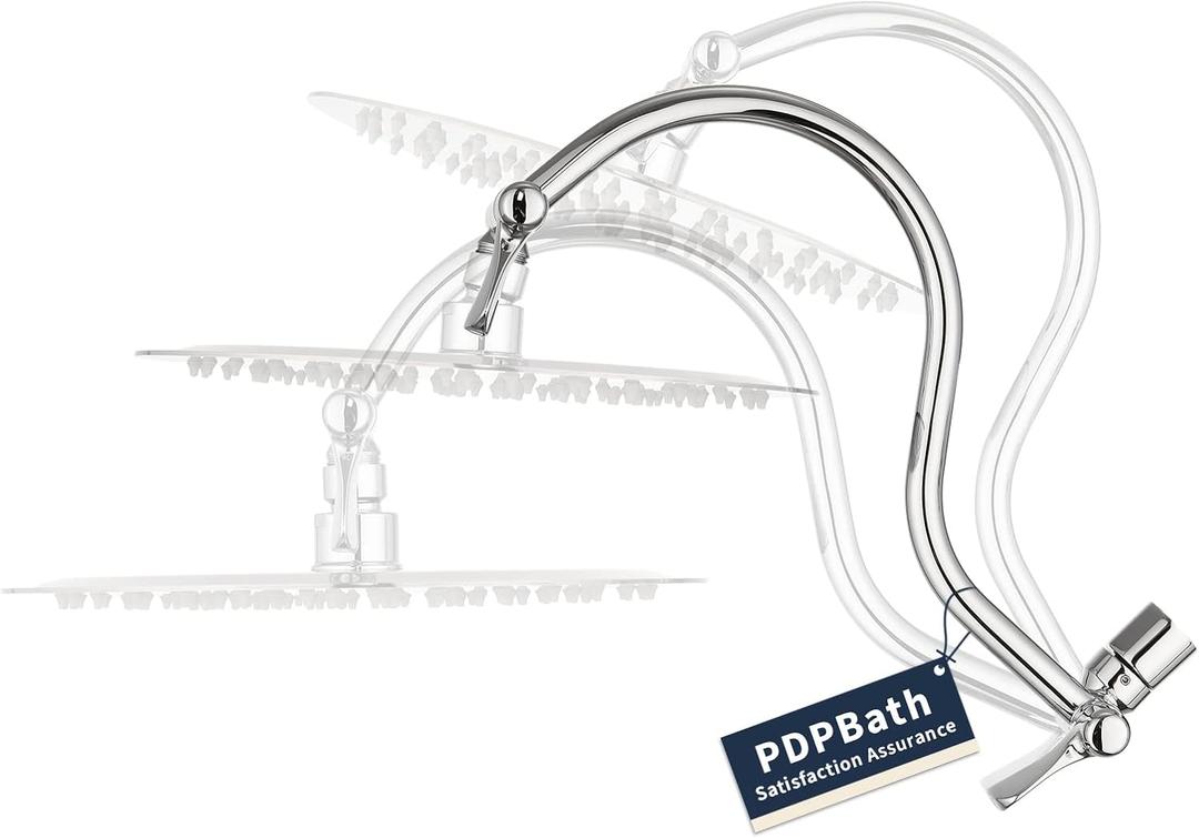 PDPBath Shower Extension Arm, 12" Upgrade Stainless Steel Shower Head Shower Head Extender, Adjustable Height Extended with G1/2 Universal Connection for Vertical Rainfall Shower Head - Chrome