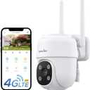 wansview 4G LTE Cellular Security Camera Outdoor - 360° PTZ No WiFi Security Camera, 2K Color Night Vision, 2-Way Audio, 24/7 SD Card Storage(SIM Card Included), Works with Alexa & Google Home, W7-4G