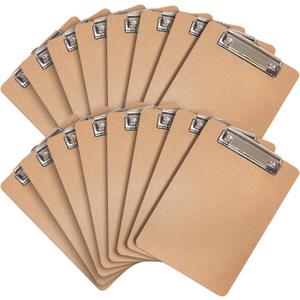 Mini Clipboards, 16 Pack 6" x 9" Small Clipboards Bulk, Wooden Memo Mini Clip Boards with Low Profile Clip, Hanging Loop for Office Home Classroom Supplies
