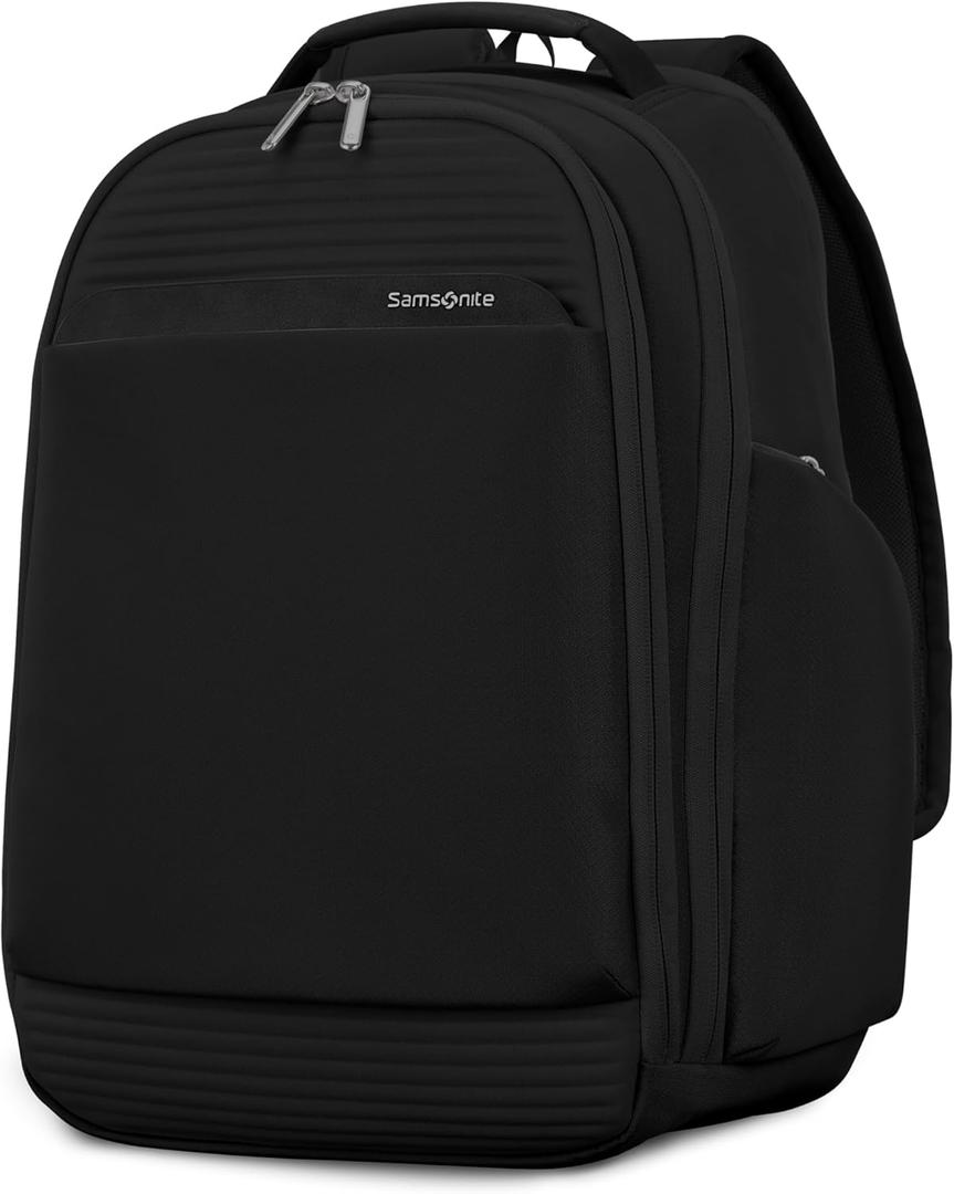 Samsonite Paralux Everyday Backpack - Laptop & Tablet Backpack with 5 Compartments, Removable TecKit Pouch, Microsuede Trim, Water Bottle Pockets - Work, Commute & Travel Bag - Black (One Size)