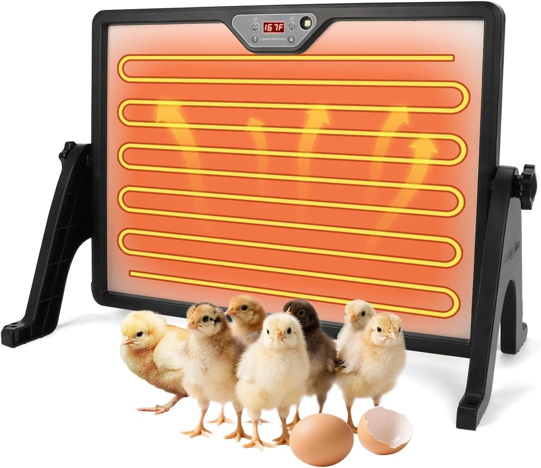 Chicken Brooder Heater with Stand, 180W Chicken Coop Heater with Temperature Control Display and Remote Control, Heat Plater for Chicks Young Poultry, Black Frame