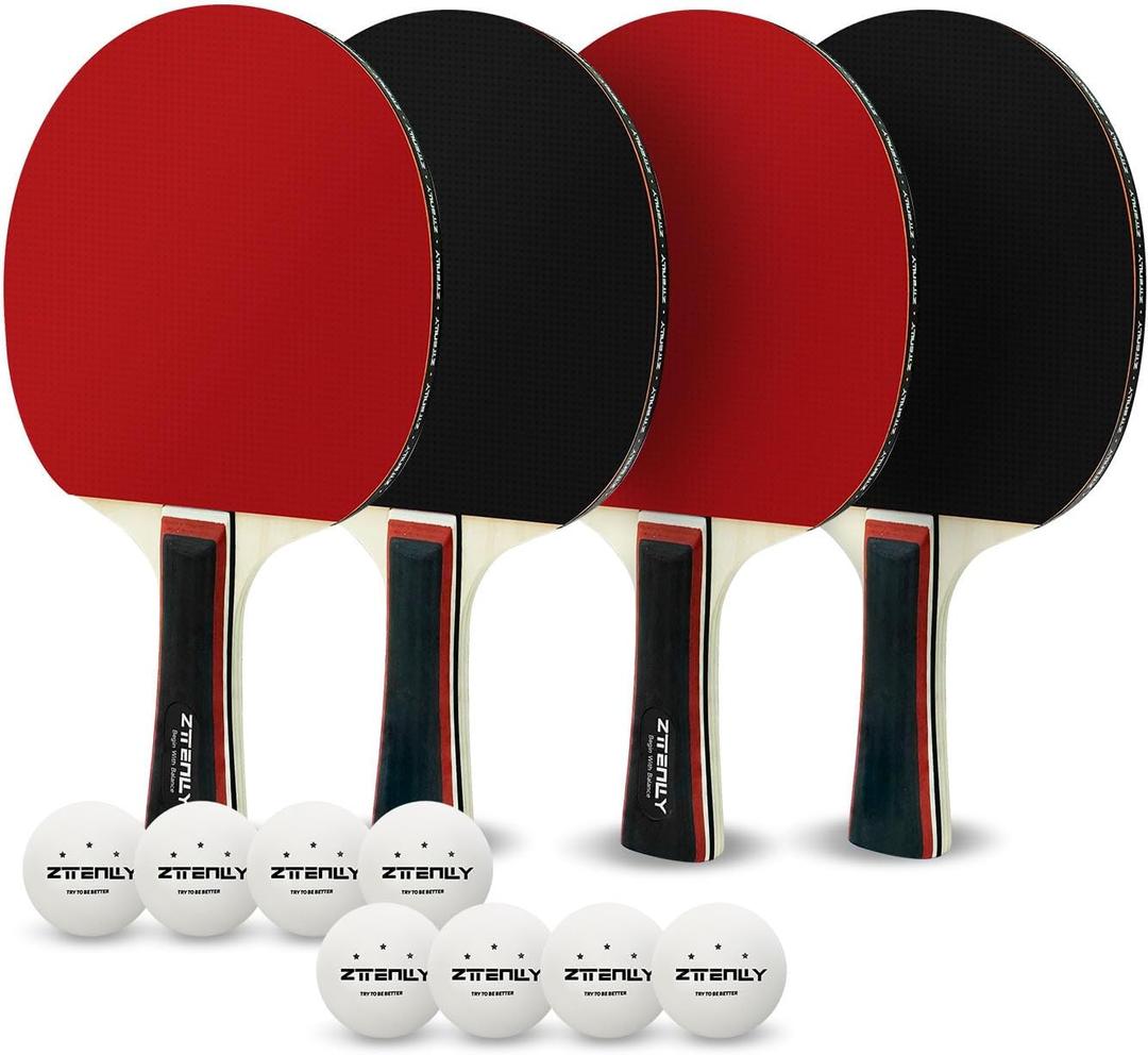 Ping Pong Paddles with Balls - Better Control & Sticky Inverted Rubber - Table Tennis Paddles Set for Indoor & Outdoor Games