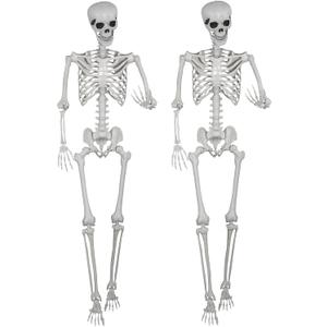 5.9ft Halloween Life Size Skeleton Realistic Full Body Skeletons Plastic Human Bones with Movable Joints for Halloween Props Spooky Party Decoration (2, 5.9ft)