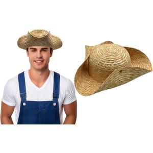 Nicky Bigs Novelties Adult Straw Tricorn Hat Adjustable Colonial, Pirate, & Southern Wide-Brim Hat for Men & Women Gardening, Outdoor Work, Historical Reenactment, Cosplay, & Costume Accessory