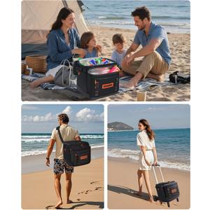 Soft Cooler with Wheels, 60-Can Wheeled Cooler with Handle, Leak Proof Rolling Cooler Insulated Bag with All-Terrain Cart, Collapsible Rolling Ice Chest for Beach Picnic Camping Grocery