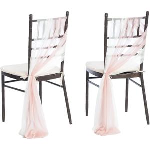 Ling's moment Wedding Chair Sashes Cover Aisle Decorations Draping Fabric Wrinkle-Free with Tie 16 Pcs Blush Pink & White for Party Ceremony Reception Floral Arrangement Banquet Outdoor Decor