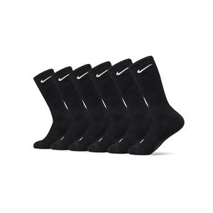 Nike Unisex Everyday Cushioned Training Crew Socks (6 Pairs), Black/White, Small