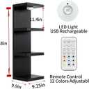 4 Tier Floating Wall Shelf with LED Lights Black Storage Organizer, X-Large