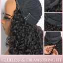 ASHINE Half Wig Human Hair Burmese Curly 180% Density Wear and Go Glueless Wig for Women Flip Over Natural Black 22 Inch with Clips and Drawstring