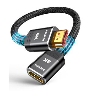 Highwings 8K 4K HDMI Extender Cable, Short Extension Cable 2.1 4K@30Hz/60Hz/120Hz, Ultra High Speed Adapter Male to Female Compatible With PS5 Roku Stick Blu Ray Player HDTV Laptop 1.5FT