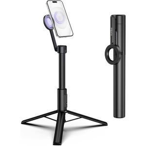 KraftGeek Magnetic Tripod for iPhone, 64 Selfie Stick for iPhone Magsafe, Phone Tripod Stand with Remote for Cell Phone Video Recording Travel (64 Inches-Black)