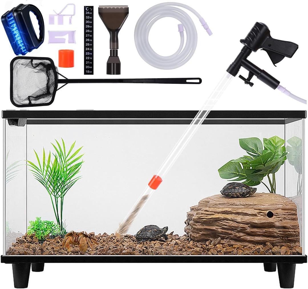 ORLYOBABE Fish Tank Cleaner Kit, Gravel Vacuum for Aquarium, Fish Tank Aquarium Vacuum Gravel Cleaner, Aquarium Siphon with Magnetic Fish Tank Glass Cleaner, Aquarium Cleaning Tools Water Changer