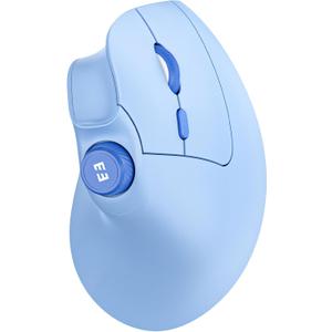seenda Ergonomic Mouse Wireless, MOU-302 Bluetooth Vertical Mouse Rechargeable, Ergo Optical Mice with 1000/1600/2400 DPI, Volume Knob, 3 Multi-Device Connectivity for Computer/PC/Laptop/Mac, Blue