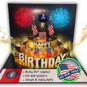 5 x Talking Pop Up Birthday Card for Men and Women with Lights & Blow-out Candle, Real Voice Birthday Message with DIY Numbers, Funny Political Dad Birthday Gift for Men and Fans with Golden Cover