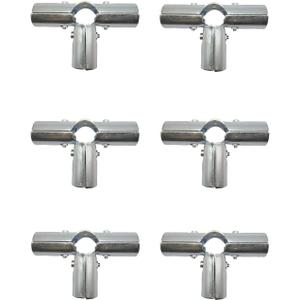 6 Pcs 4 Way Pipe Connector Clamp Fittings,Structural Pipe Connector Chain Link Fence Fittings,Galvanized Steel End Rail Clamps, Fit for 1" O.D.(25.4 mm) Steel Pipe, Bolts and Nuts Included