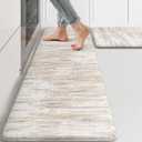 KIMODE Anti Fatigue Kitchen Mats for Floor 1 Piece, Cushioned Abstract Kitchen Rugs,Memory Foam Kitchen Floor Mats, Standing Desk Mats for Laundry, Office, Sink Light Brown Multi 17"x47"