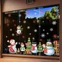 Snowman Window Stickers, Snowflake and Tree Christmas Decor Window Decals, Static Cling Reusable Double Sided Printing Art Stickers, for Glass Mirror Decoration, Home, Holiday