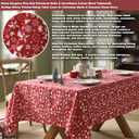 Home Bargains Plus Bell and Snowflakes Cotton Blend Tablecloth, 60 x 102 Inch Rectangle, Red Christmas Bell and Snowflake Pattern, Holiday Table Cover for Festive Dining and Seasonal Decor