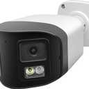 4MP Dual Lens PoE IP Security Camera with 180 Ultra Wide Viewing Angle, 2-Way Talk, Human Detection, SD Card Slot(256GB), Full Color/EXIR2.0 Night Vision, Compatible with Third-Party NVR and Software