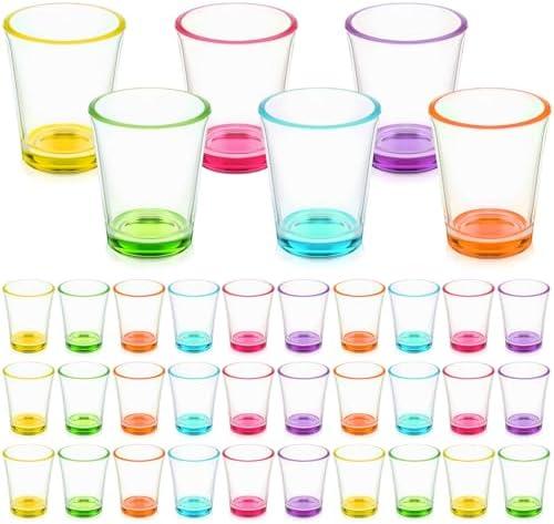 Sabary Set of 31 Colorful Round Shot Glasses 1.5 oz Heavy Base Shot Glasses Set Cute Rainbow Soju Glass Beer Mugs Bulk for Vodka, Whiskey, Tequila, Espressos, Spirits, Liquors