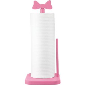 Leinuosen Pink Bow Paper Towel Holder Coquettish Cute Bow Wooden Paper Towel Holder Pink Bathroom Countertop Accessories Kitchen Roll Stand Organizer Standing Apartment Decor Housewarming Gift