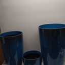 24,21,11 Inch Large Plastic Planters with Drainage Hole and Saucer - Set of 3 Tall Plant Pots Indoor Flower Pot Tall Round Planters Outdoor Large Tall Planter (Dark Blue)