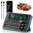 2025 AI Wireless Meat Thermometer, Smart Bluetooth Meat Thermometer Digital, 0.5F High Accuracy, Grill Temperature Probe for BBQ, Grilling, Smoker, Oven, Cooking, Air Fryer, 2 Probes