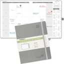 POPRUN Monthly Planner 2026-2027 (Large- 8.5" x 10.5" Soft Cover), 18-Month Calendar Book (Jan.2026 - Jun. 2027), Calendar Planner with Monthly Tabs & Pocket, 100 GSM Paper - Grey