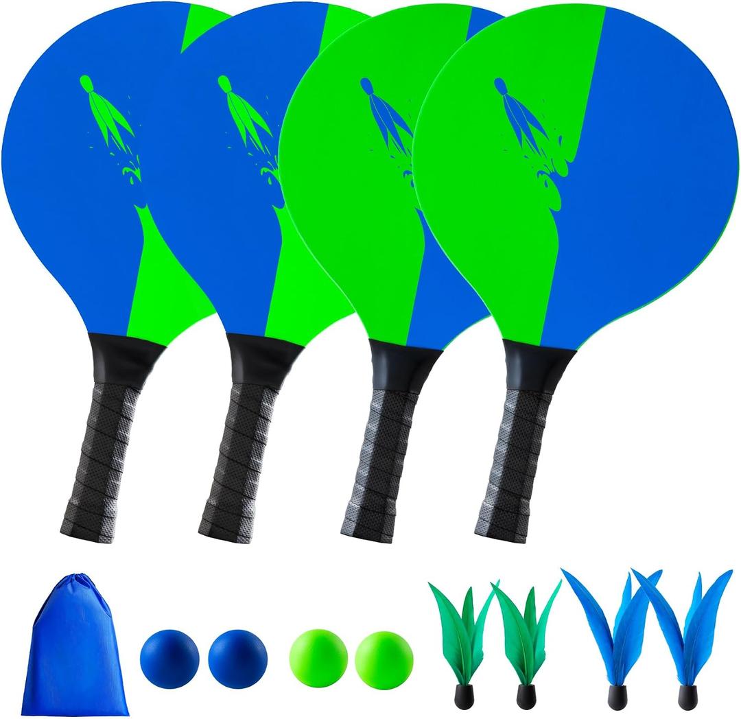 U&C Planet Beach Paddle Ball Set, Badminton Rackets, Family Game for Kids and Adults, Indoor Outdoor Game Backyard Park Camping Yard for Boys, Girls All Ages