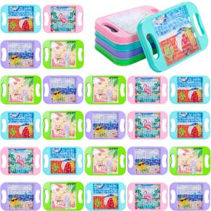 Foilswirl 24 Sets Summer Mini Maze Puzzle Bulk Gifts for Kids with Cards Small Magnetic Toys Handheld Maze Cubes Beach Ocean Themed Travel Game for Kids Boys Girls Hawaii Party Favors End of Year