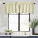 NICETOWN Farmhouse Kitchen Valance for Windows, Rod Pocket Thermal Insulated Short Valance Curtain for Living Room Laundry Country Rustic Cafe Curtains, 42" x 16", 2 Panels, Beige