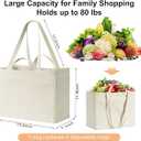 4-10 Pack Large Reusable Grocery Bags Heavy Duty Canvas Shopping Bags Washable Foldable Tote Bag with Handles
 (Beige)