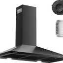 36 Inch Wall Mount Range Hood Ducted/Ductless Convertible Kitchen Exhaust Hood with 450 CFM Motor, 3 Speed Fan, LED Lighting and Dishwasher Safe Filters, Matte Black Painted Finish