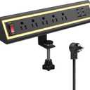 Desk Clamp Power Strip with Nightlight, 40W Fast Charging, 6FT Extension Cord, 4x20W USB-C & 2 USB Ports, 5 AC Outlets, Fits 1.69-Inch Table Edges
