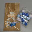 16 Pcs Happy Birthday Cake Topper Cake Bunting Topper Banner with Wood Pole Rainbow Garland with Bow Ribbon Balloon Cupcake Decor for Birthday Baby Shower (White,Light Blue,Dark Blue)