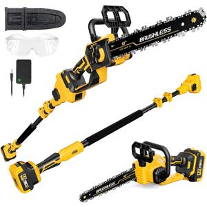 2-in-1 Cordless 10-Inch Pole Saw & Chainsaw for Dewalt 20V Battery